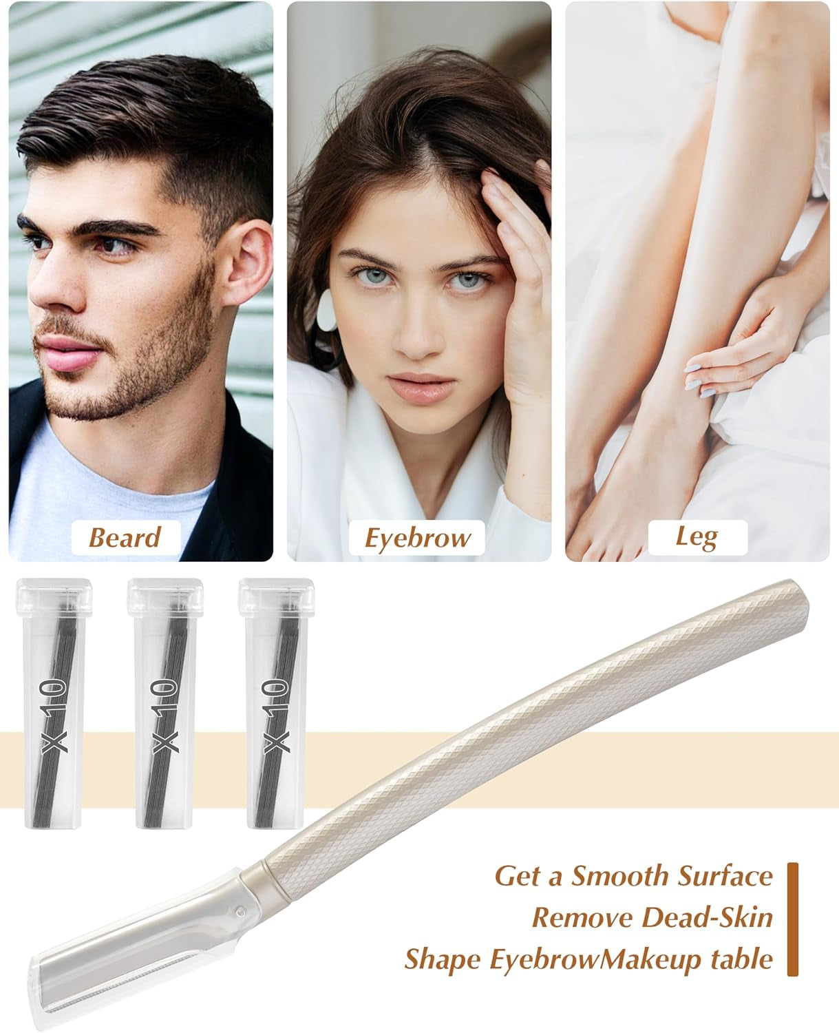 Dermaplane Razor for Face Professional, Facial Razors for Women Face with 30 Blade Refills, Eyebrow Razor for Women and Men, Siver